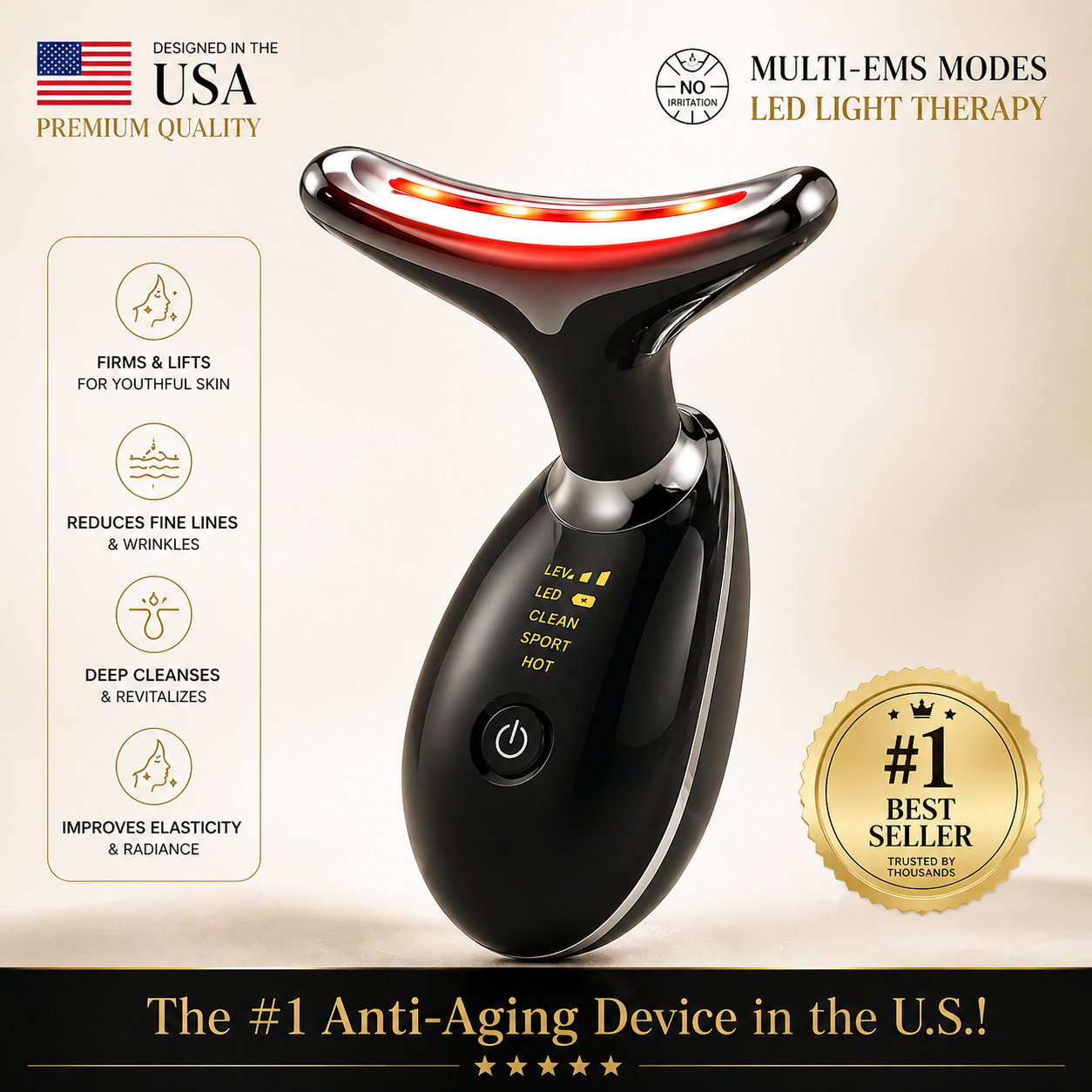 EMS RED LIGHT THERAPY FACE LIFT WRINKLE REMOVER TIGHTEN MASSAGER